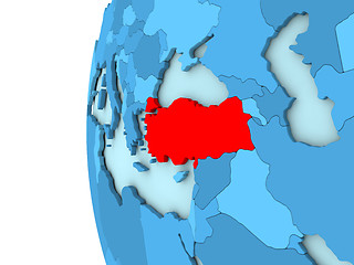 Image showing Turkey on blue globe