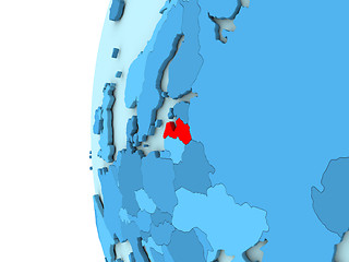 Image showing Latvia on blue globe