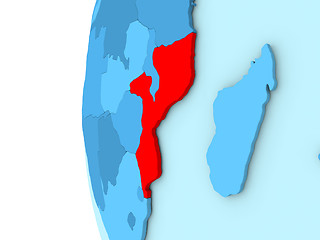 Image showing Mozambique on blue globe