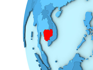 Image showing Cambodia on blue globe