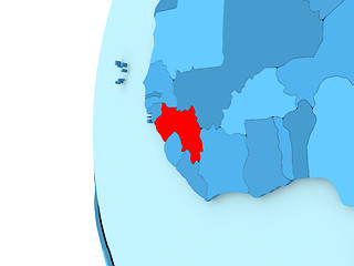 Image showing Guinea on blue globe