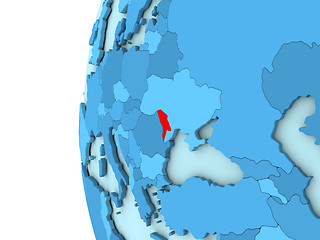 Image showing Moldova on blue globe