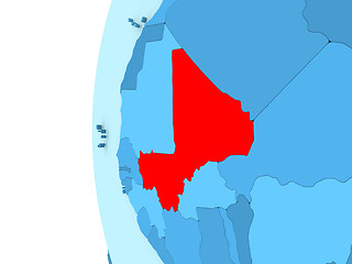 Image showing Mali on blue globe