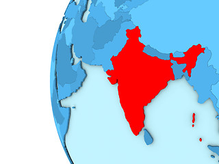 Image showing India on blue globe