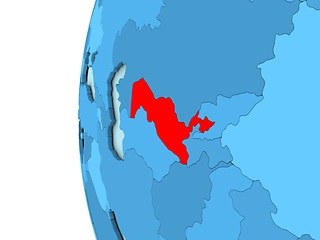 Image showing Uzbekistan on blue globe
