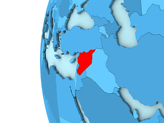 Image showing Syria on blue globe