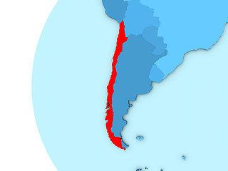 Image showing Chile on blue globe