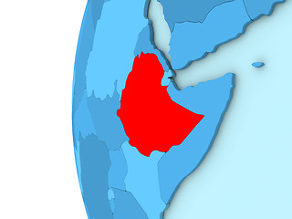 Image showing Ethiopia on blue globe