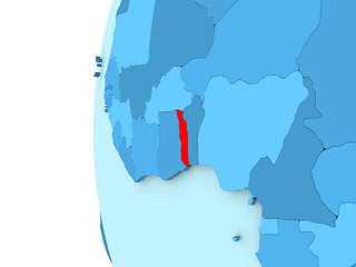 Image showing Togo on blue globe