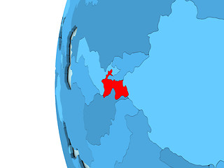 Image showing Tajikistan on blue globe