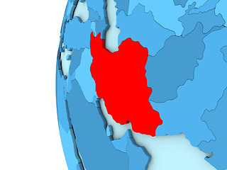 Image showing Iran on blue globe