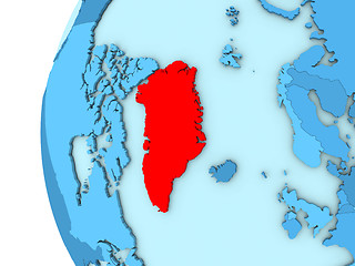 Image showing Greenland on blue globe