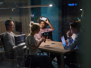 Image showing Multiethnic Business team using virtual reality headset