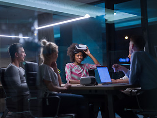 Image showing Multiethnic Business team using virtual reality headset