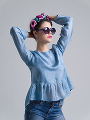 Image showing woman posing in fashionable clothes and sunglasses