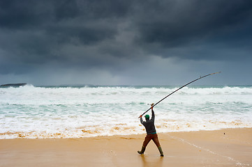 Image showing Fishing during the storm
