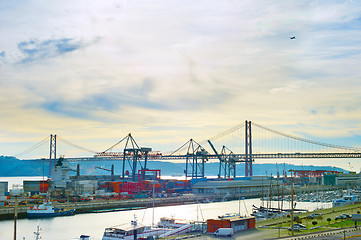 Image showing Lisbon port overview. Portugal