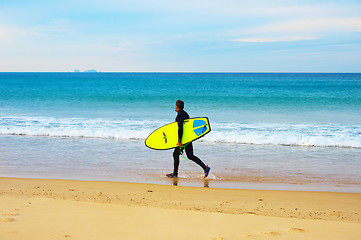 Image showing Surfer on the beach