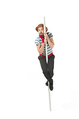 Image showing Caucasian man in traditional gondolier costume and hat