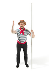 Image showing Caucasian man in traditional gondolier costume and hat