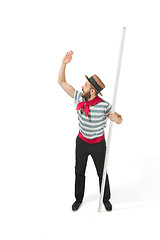 Image showing Caucasian man in traditional gondolier costume and hat