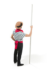 Image showing Caucasian man in traditional gondolier costume and hat