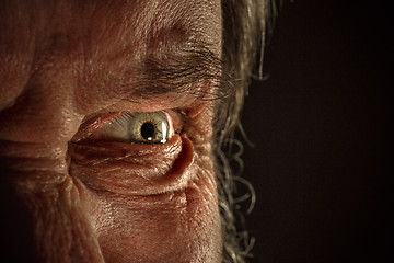 Image showing Close-up view on the eye of senior man.