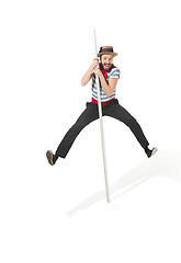 Image showing Caucasian man in traditional gondolier costume and hat