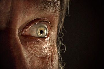 Image showing Close-up view on the eye of senior man.