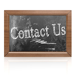 Image showing Contact Us text written on blackboard