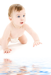 Image showing crawling baby boy in diaper