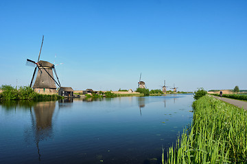 Image showing Windmills at Kinderdijk in Holland. Netherlands