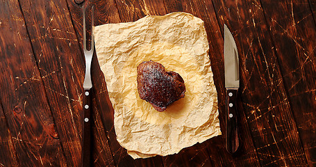 Image showing Piece of meat on napkin