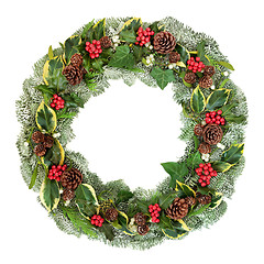 Image showing Traditional Winter and Christmas Wreath