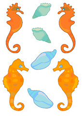 Image showing Shells and SeaHorses