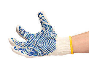 Image showing Male hand wearing working glove