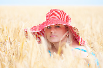 Image showing Woman at wheat meadow