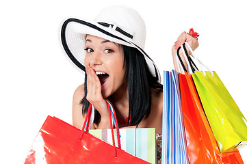 Image showing Young shopaholic woman