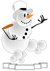 Image showing Snowman with Banner