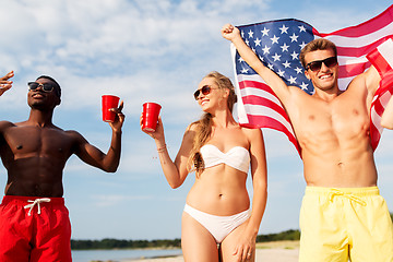 Image showing friends at american independence day beach party