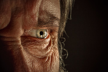 Image showing Close-up view on the eye of senior man.