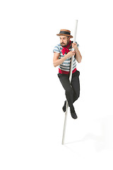 Image showing Caucasian man in traditional gondolier costume and hat