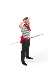 Image showing Caucasian man in traditional gondolier costume and hat