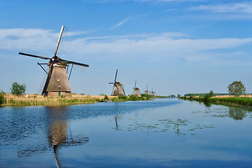 Image showing Windmills at Kinderdijk in Holland. Netherlands