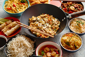 Image showing Chinese food set. Asian style food concept composition.