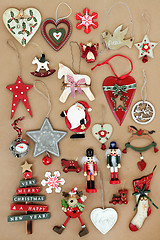 Image showing Old Fashioned Retro Christmas Decorations