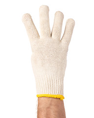 Image showing Male hand wearing working glove