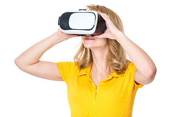 Image showing Woman looking in VR glasses