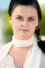 Image showing Business young woman in park