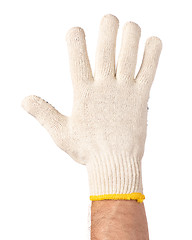 Image showing Male hand wearing working glove